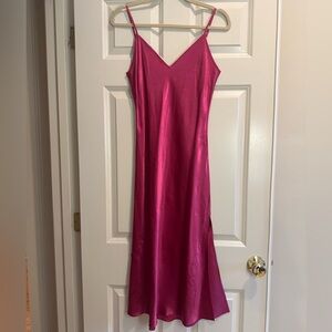 Aritzia Babaton Kinji Pink Satin Midi Dress Small